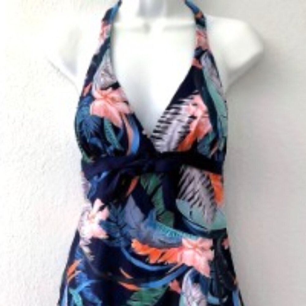 TROPICAL TANKINI SET BOY SHORTS TWO PIECE SWIMSUIT - Picture 4 of 12